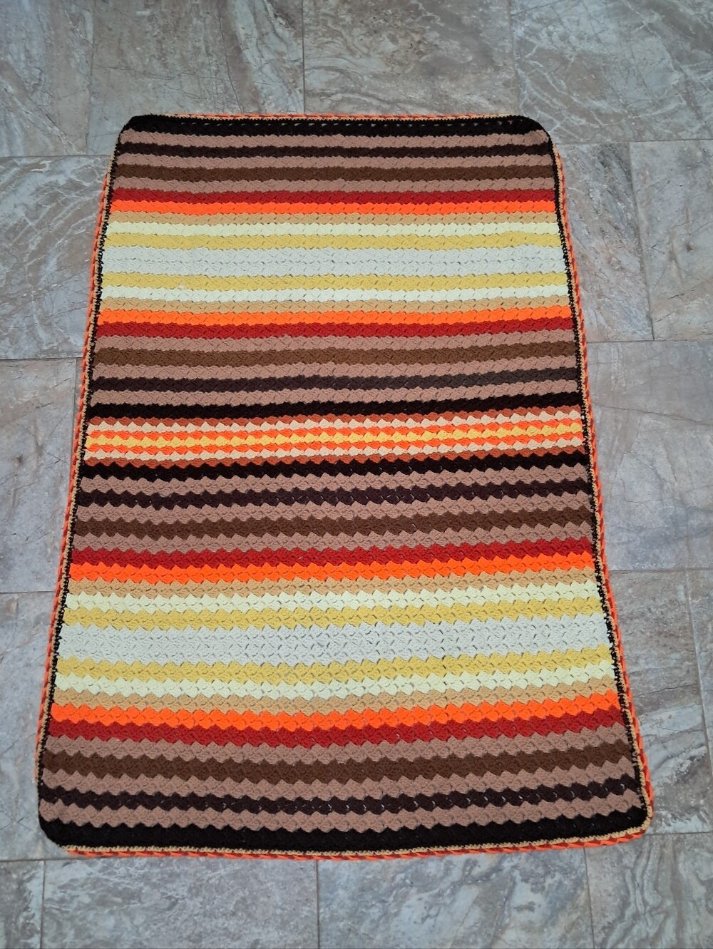 Vintage Handmade Crochet Afghan Blanket Multicolored 59.5x41 Grannycore Retro